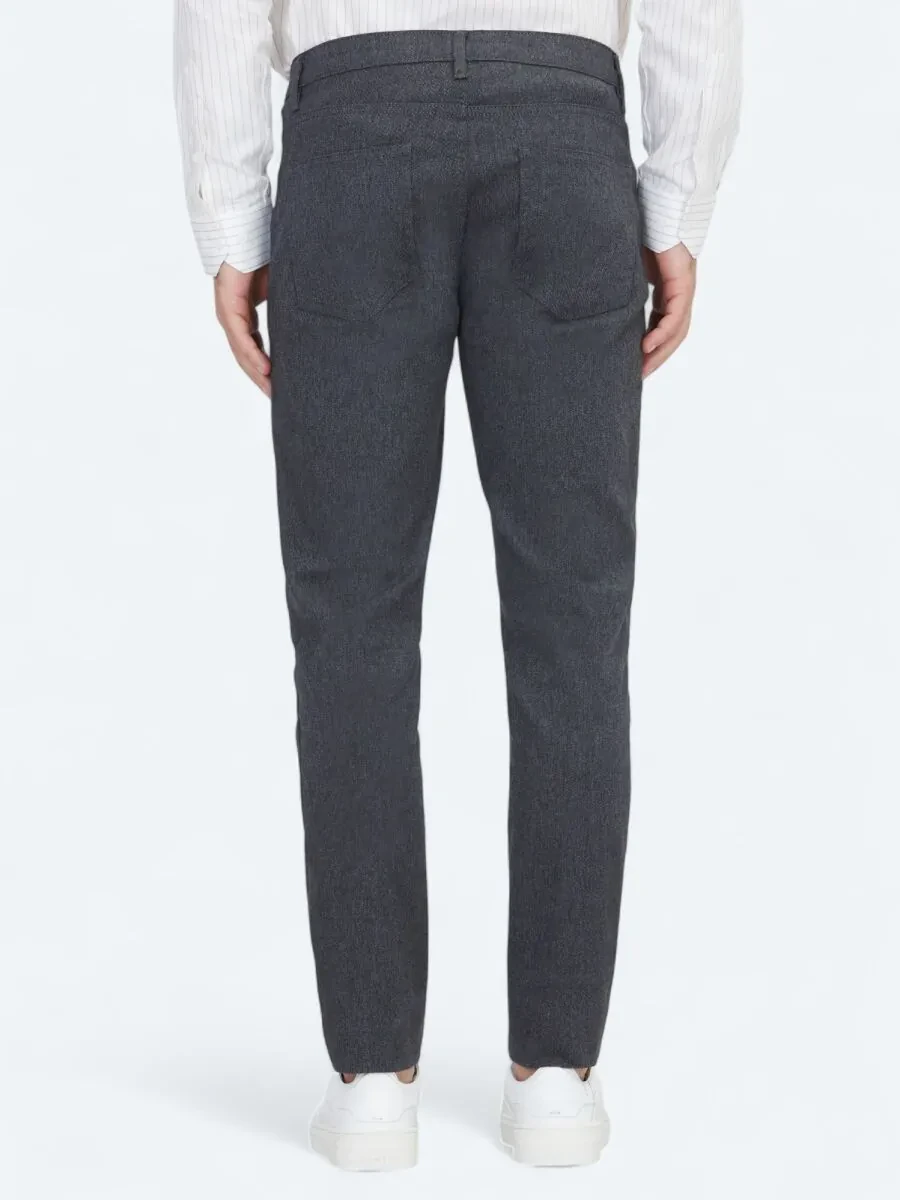 Antrasit Dokuma Regular Fit Casual Pamuk Karışımlı Pantolon - 4