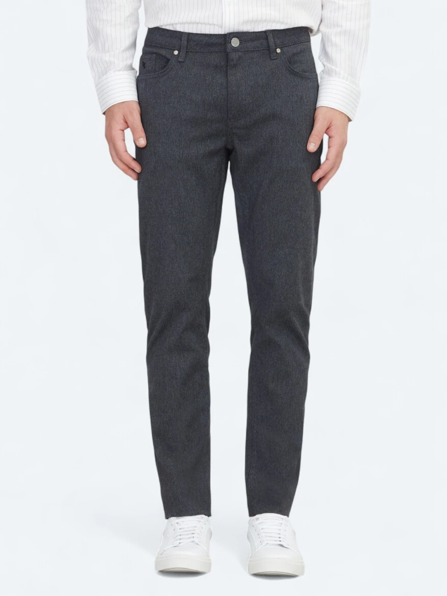Antrasit Dokuma Regular Fit Casual Pamuk Karışımlı Pantolon 