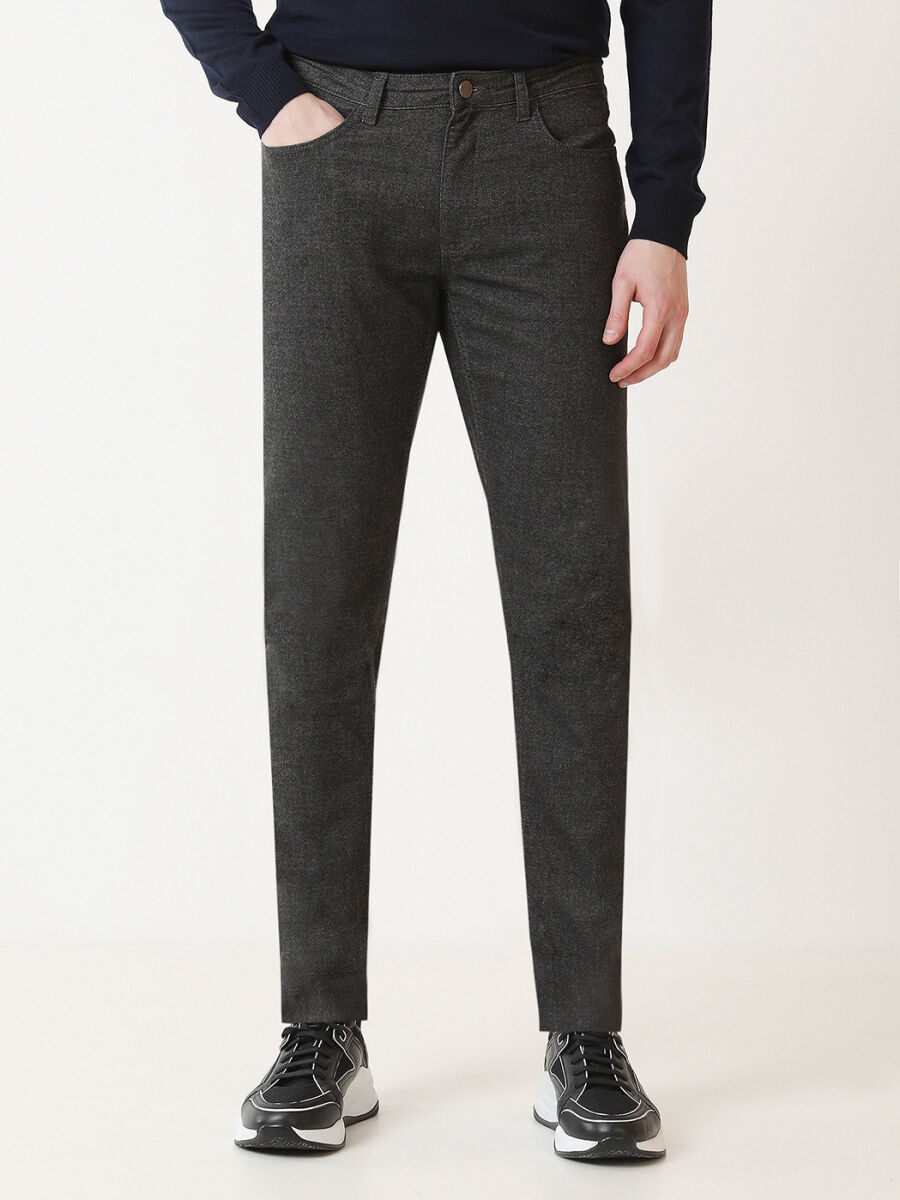 Antrasit Dokuma Slim Fit Casual Pamuk Karışımlı Pantolon - 1