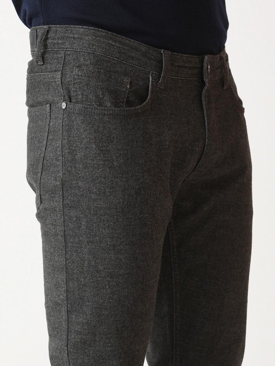 Antrasit Dokuma Slim Fit Casual Pamuk Karışımlı Pantolon - 3