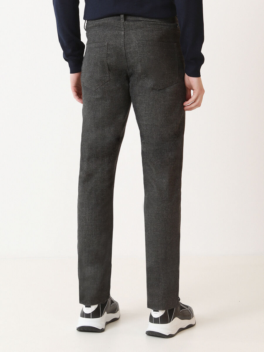 Antrasit Dokuma Slim Fit Casual Pamuk Karışımlı Pantolon - 4
