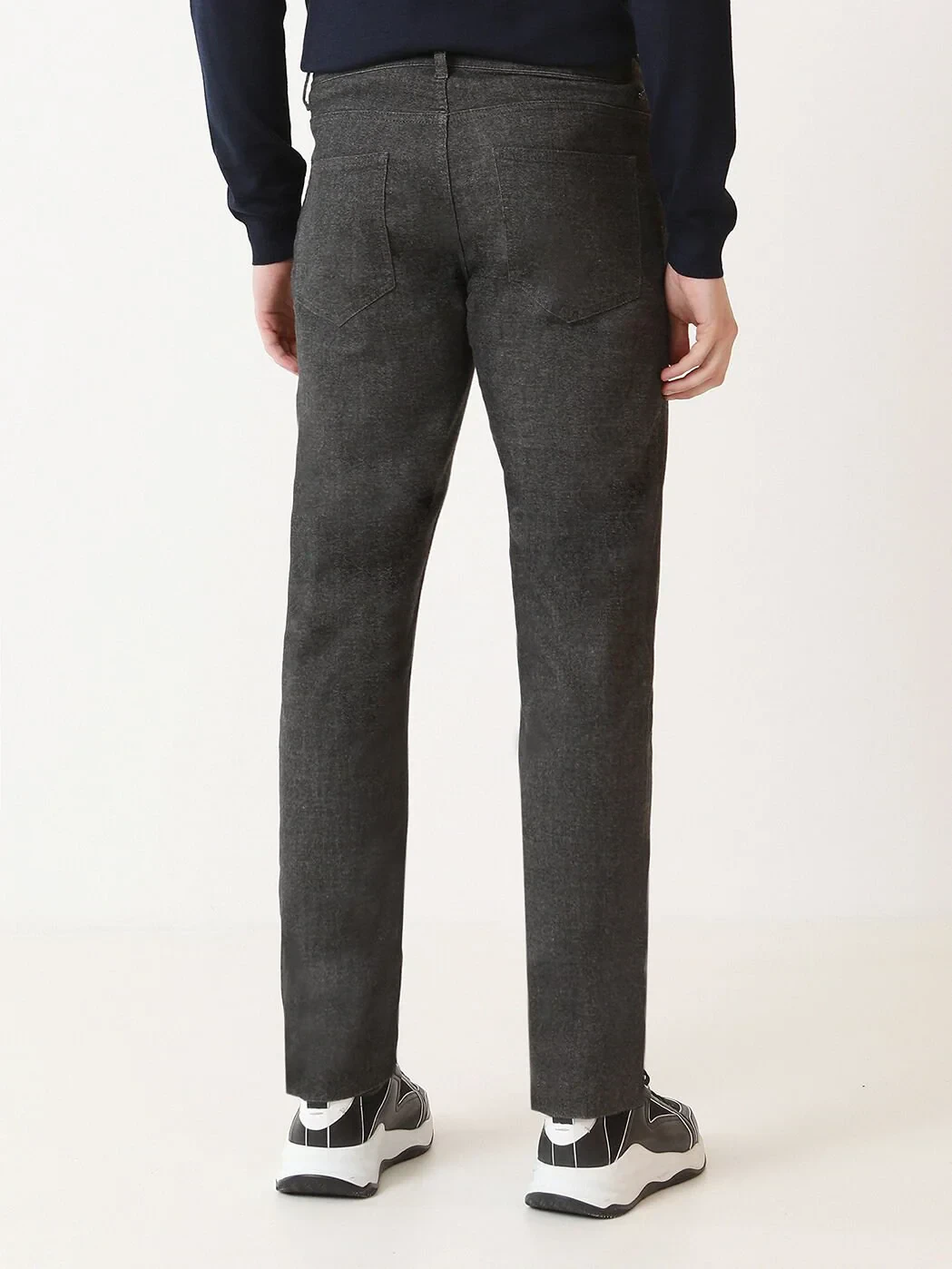 Antrasit Dokuma Slim Fit Casual Pamuk Karışımlı Pantolon - 4