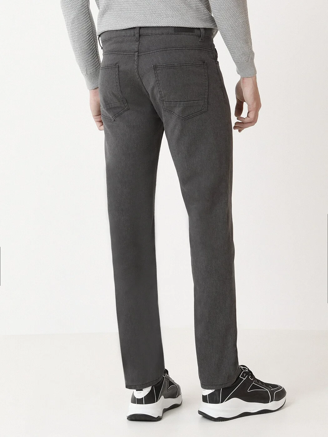 Antrasit Dokuma Slim Fit Casual Pamuk Karışımlı Pantolon - 4