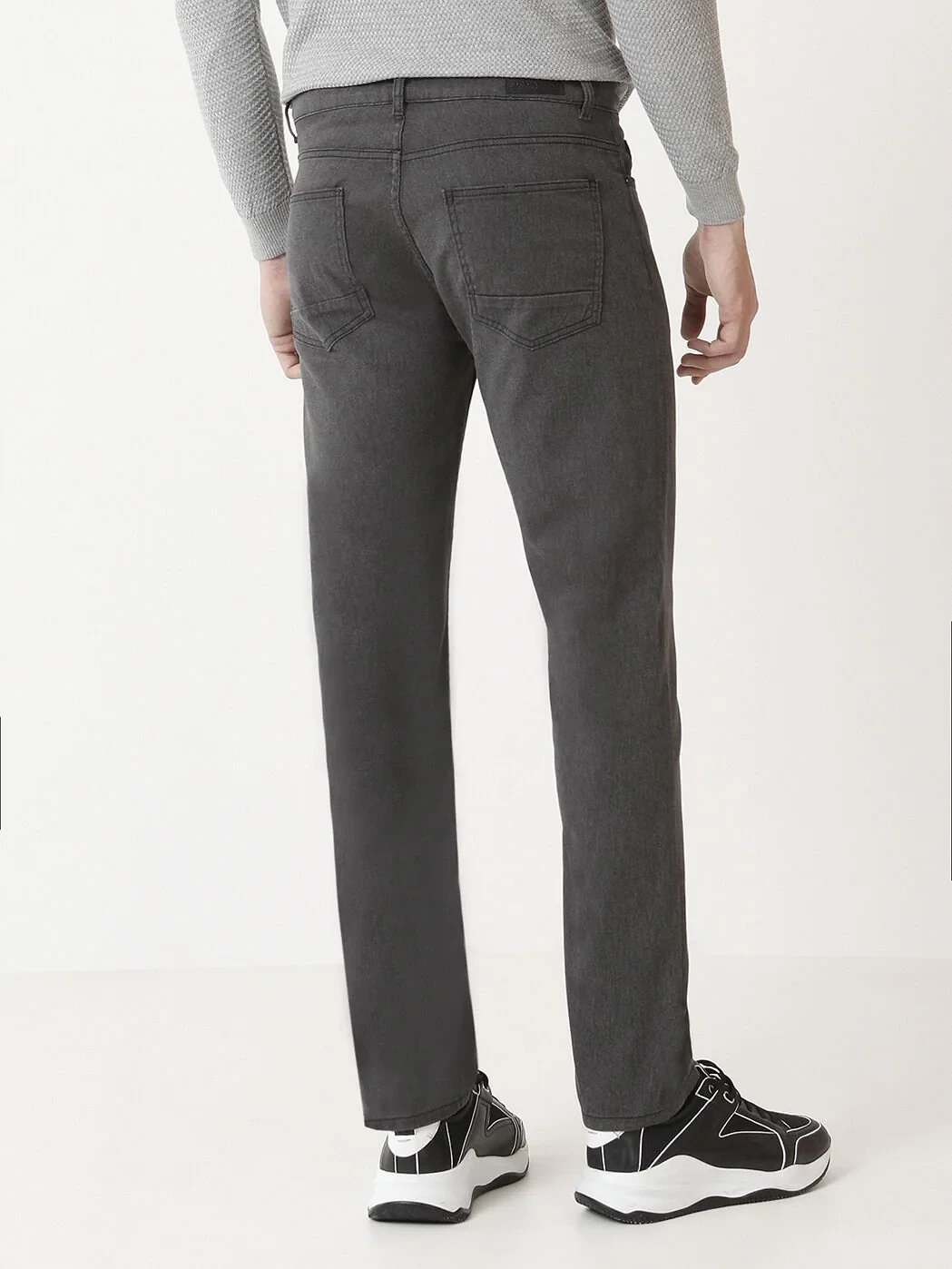 Antrasit Dokuma Slim Fit Casual Pamuk Karışımlı Pantolon - 4