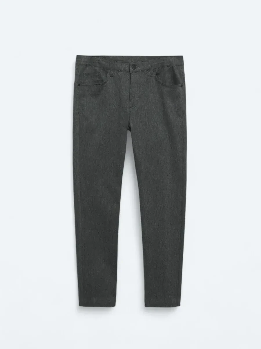Antrasit Dokuma Slim Fit Casual Pamuk Karışımlı Pantolon - 5