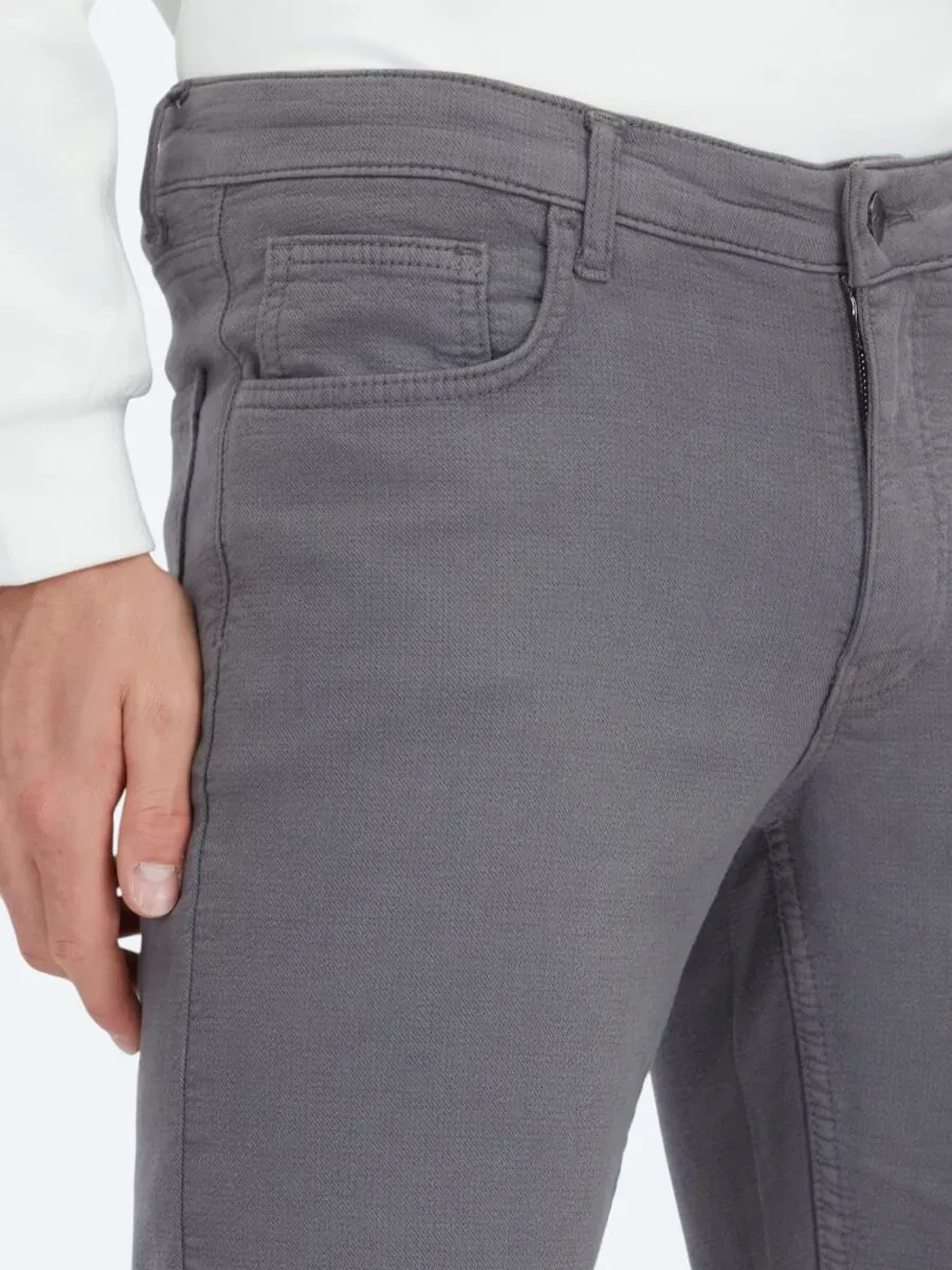 Antrasit Dokuma Slim Fit Casual Pamuk Karışımlı Pantolon - 3