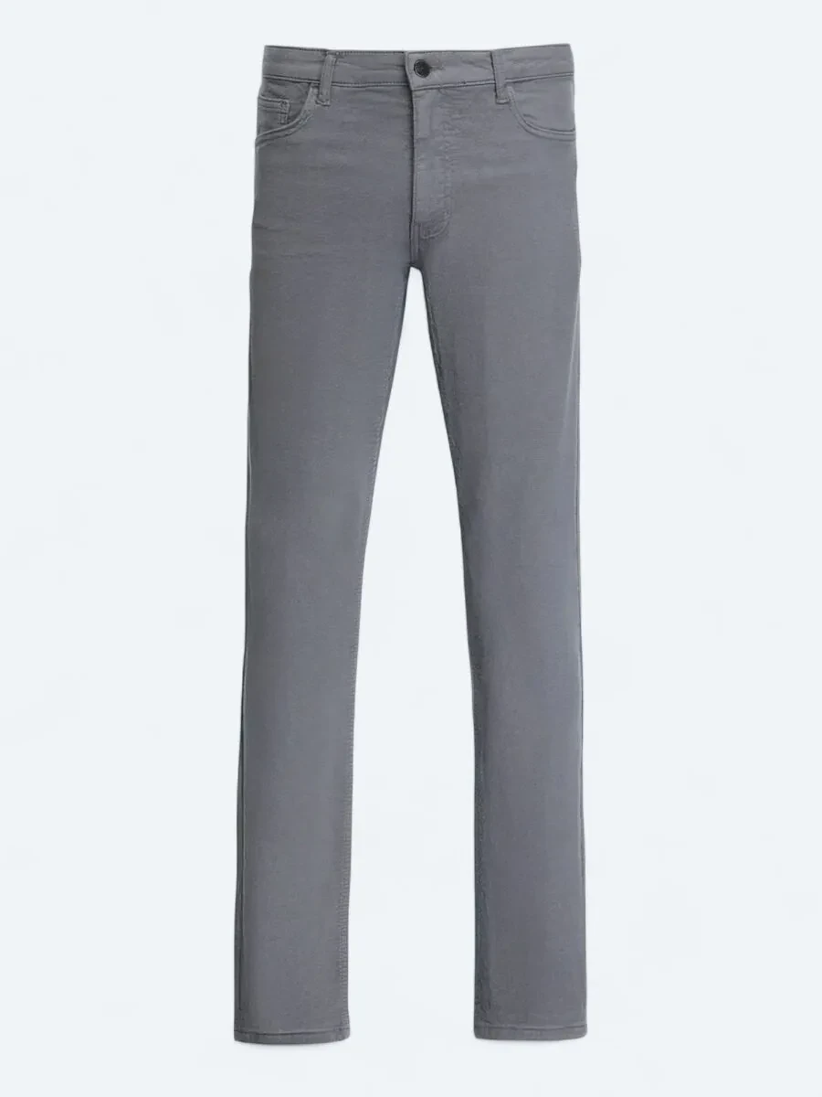 Antrasit Dokuma Slim Fit Casual Pamuk Karışımlı Pantolon - 5