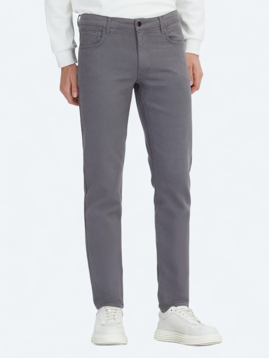 Antrasit Dokuma Slim Fit Casual Pamuk Karışımlı Pantolon - 2