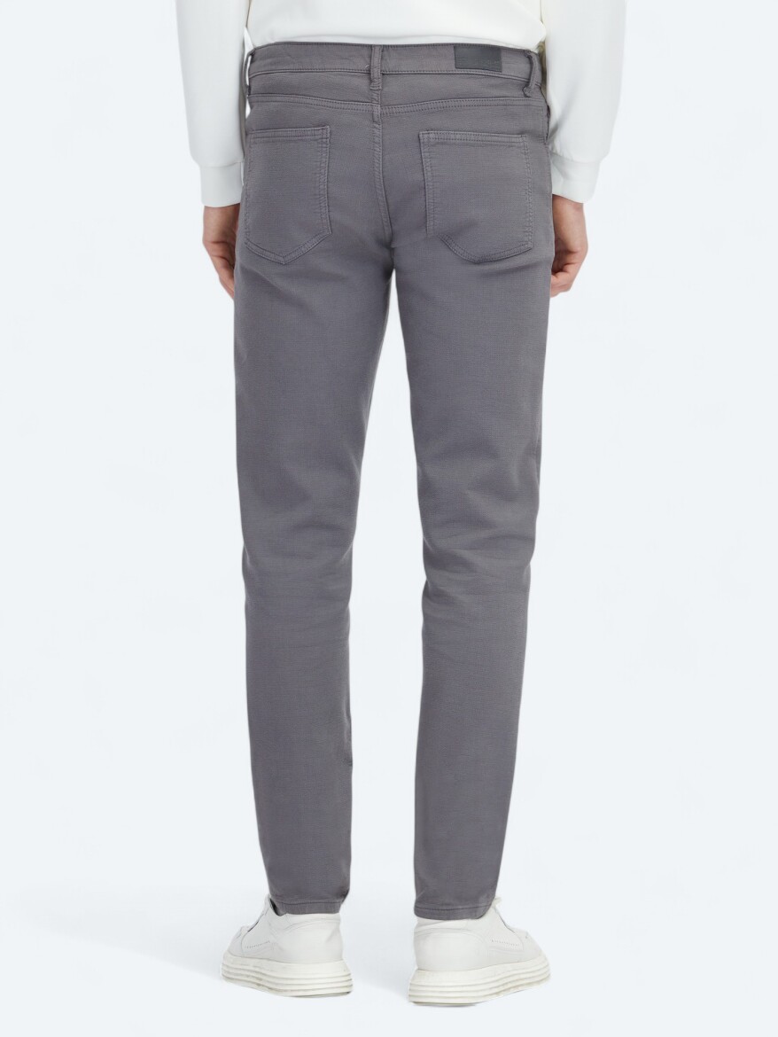 Antrasit Dokuma Slim Fit Casual Pamuk Karışımlı Pantolon - 4