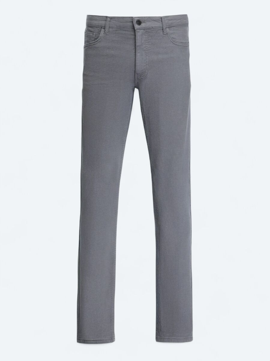 Antrasit Dokuma Slim Fit Casual Pamuk Karışımlı Pantolon - 5