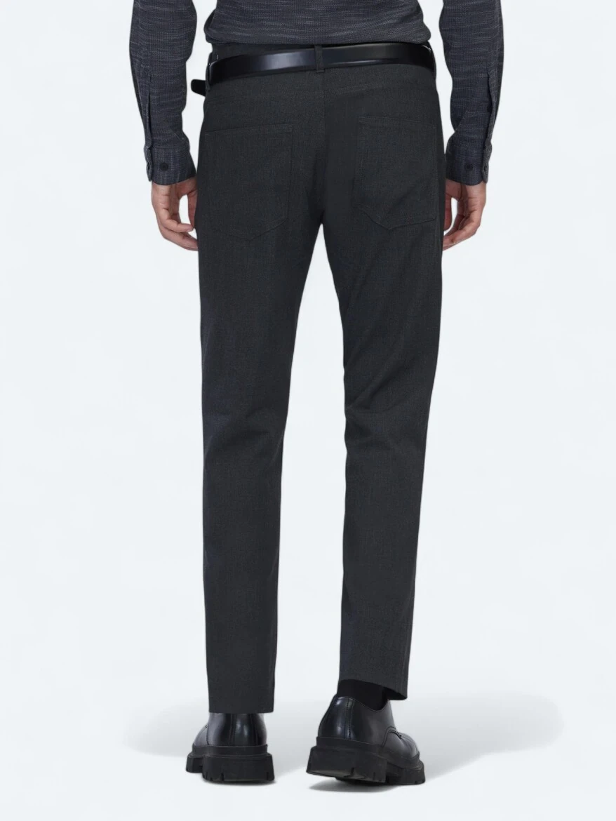 Antrasit Dokuma Slim Fit Casual Pantolon - 4