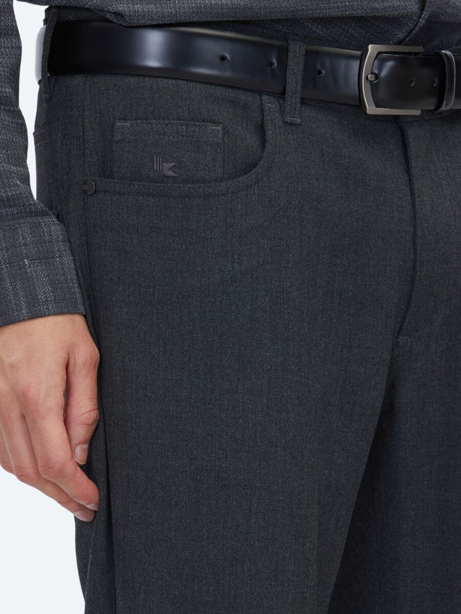 Antrasit Dokuma Slim Fit Casual Pantolon - 3