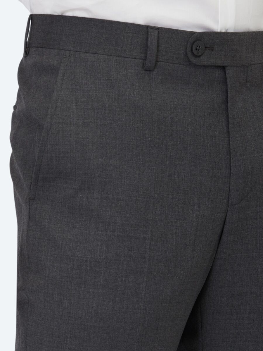 Antrasit Düz Dokuma Slim Fit Klasik Yün Karışımlı Pantolon - 3