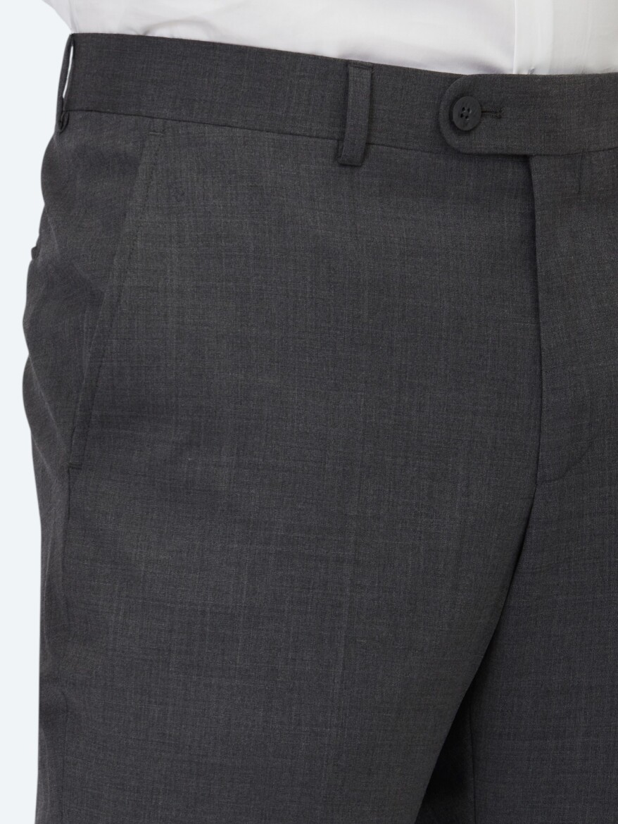 Antrasit Dokuma Slim Fit Klasik Yün Karışımlı Pantolon - 3