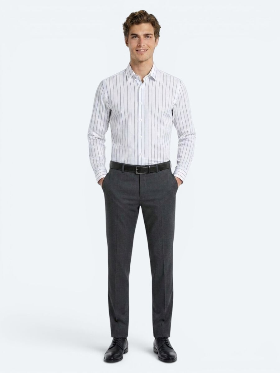 Antrasit Dokuma Slim Fit Klasik Yün Karışımlı Pantolon - 1