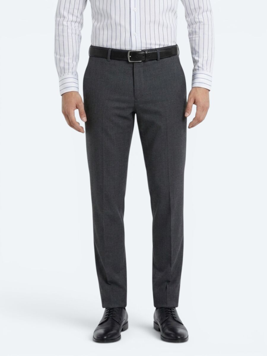 Antrasit Dokuma Slim Fit Klasik Yün Karışımlı Pantolon - 2