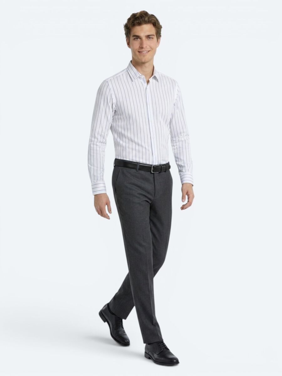 Antrasit Dokuma Slim Fit Klasik Yün Karışımlı Pantolon - 4