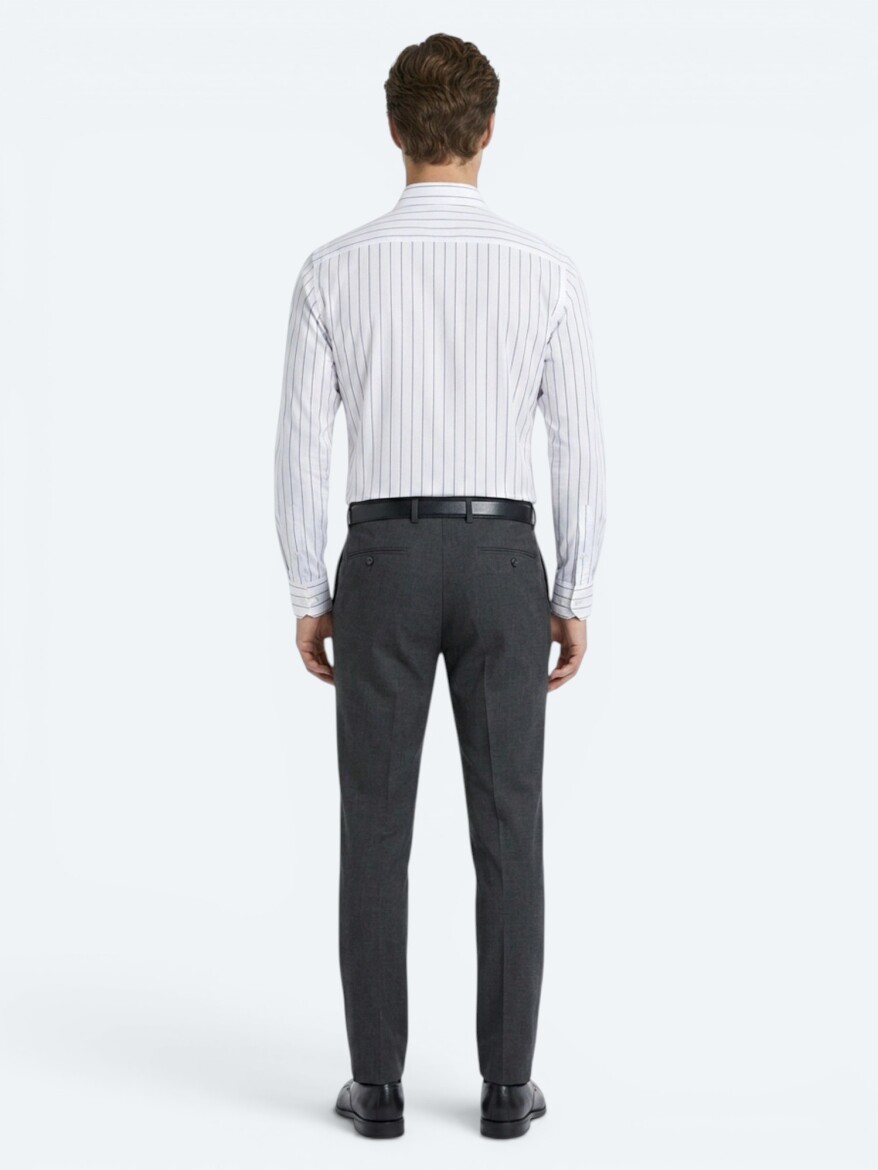 Antrasit Dokuma Slim Fit Klasik Yün Karışımlı Pantolon - 5
