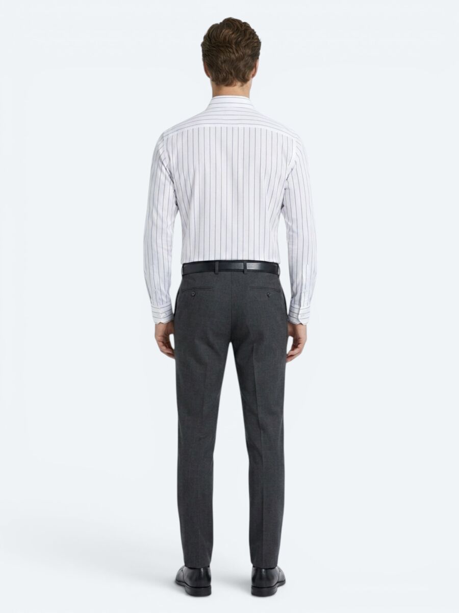 Antrasit Dokuma Slim Fit Klasik Yün Karışımlı Pantolon - 5