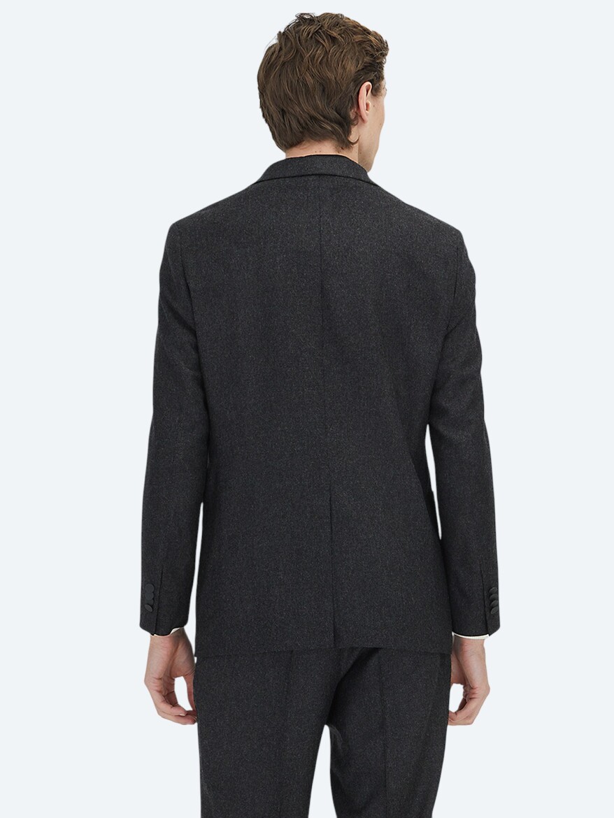 Antrasit Düz Comfort Fit Takım Elbise - 6