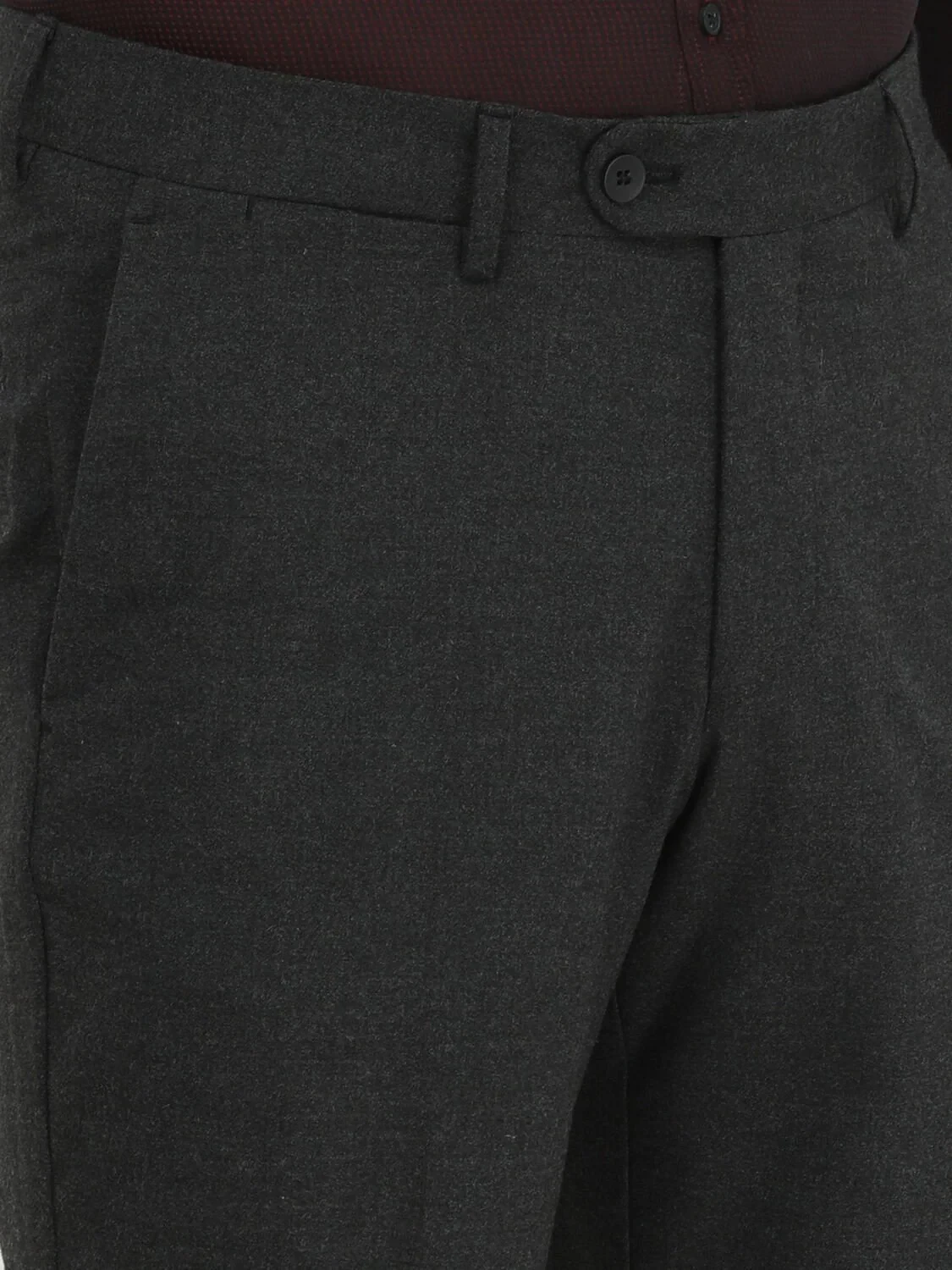 Antrasit Düz Dokuma Fitted Fit Klasik Pantolon - 3