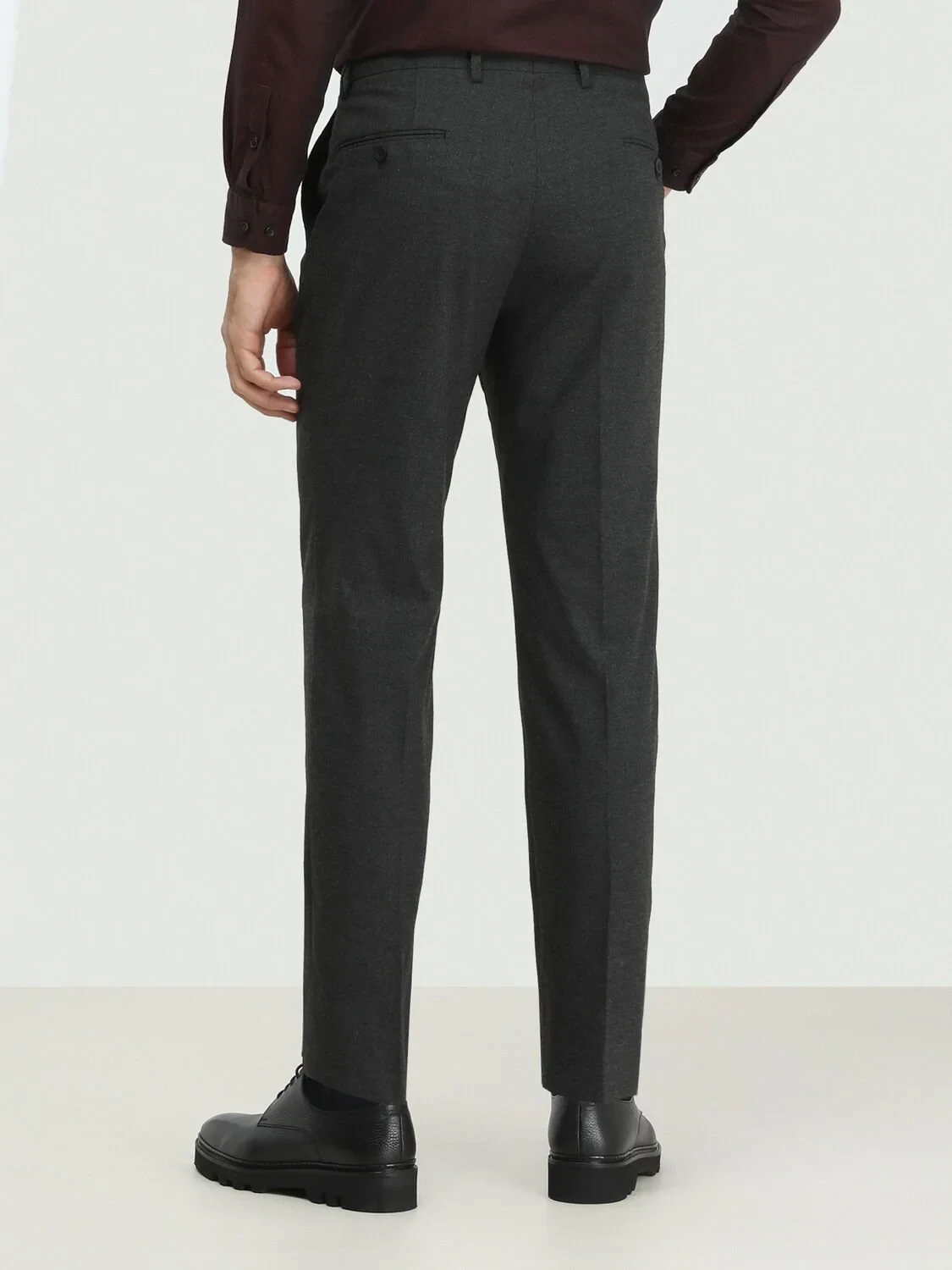 Antrasit Düz Dokuma Fitted Fit Klasik Pantolon - 4