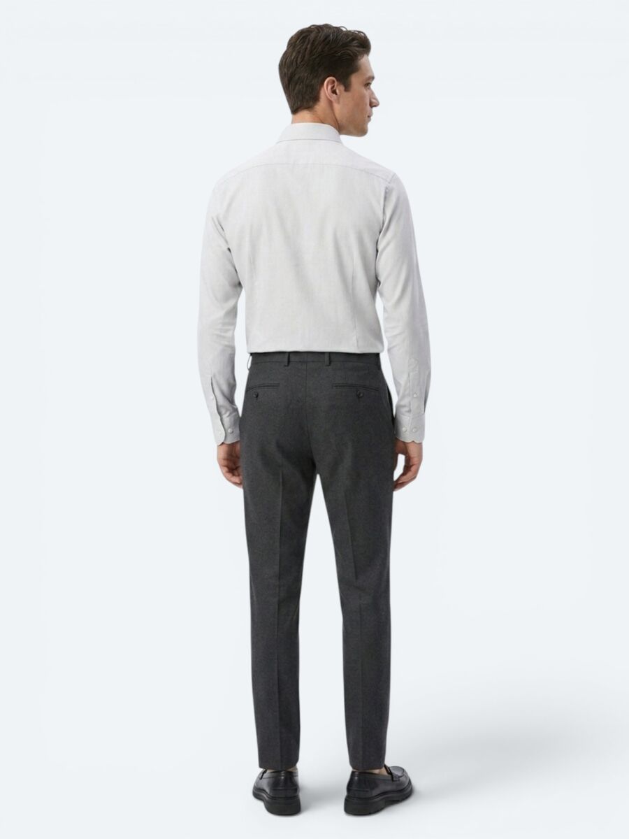 Antrasit Düz Dokuma Fitted Fit Klasik Pantolon - 5