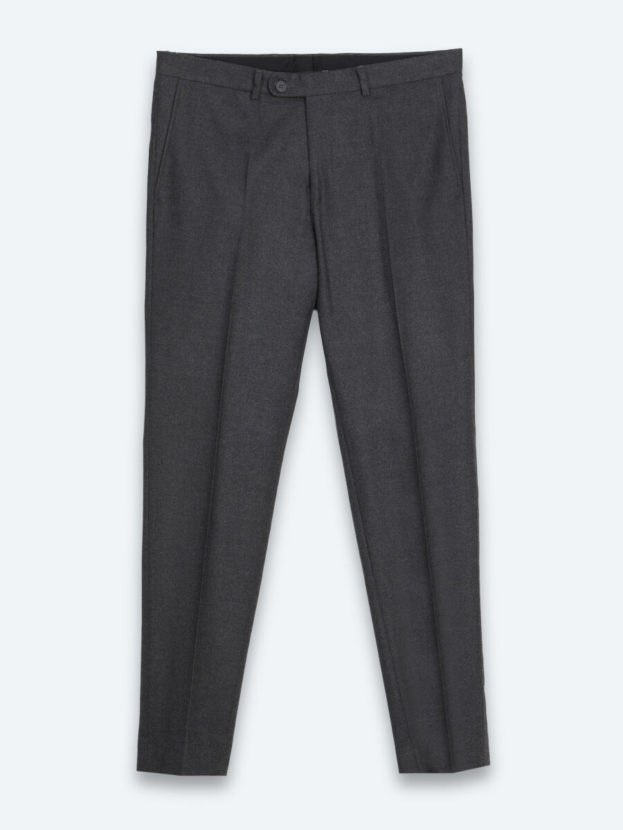 Antrasit Düz Dokuma Fitted Fit Klasik Pantolon - 6