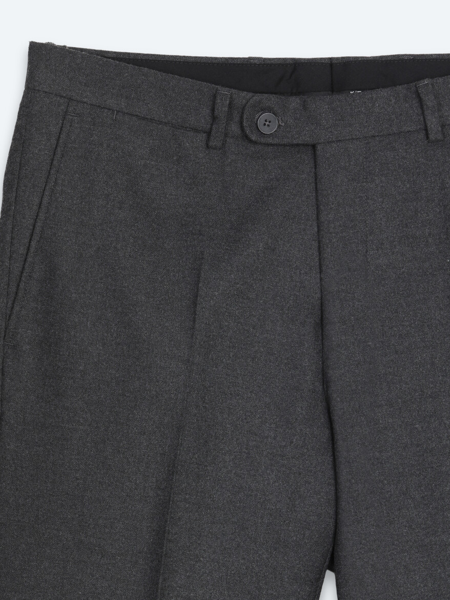Antrasit Düz Dokuma Fitted Fit Klasik Pantolon - 7