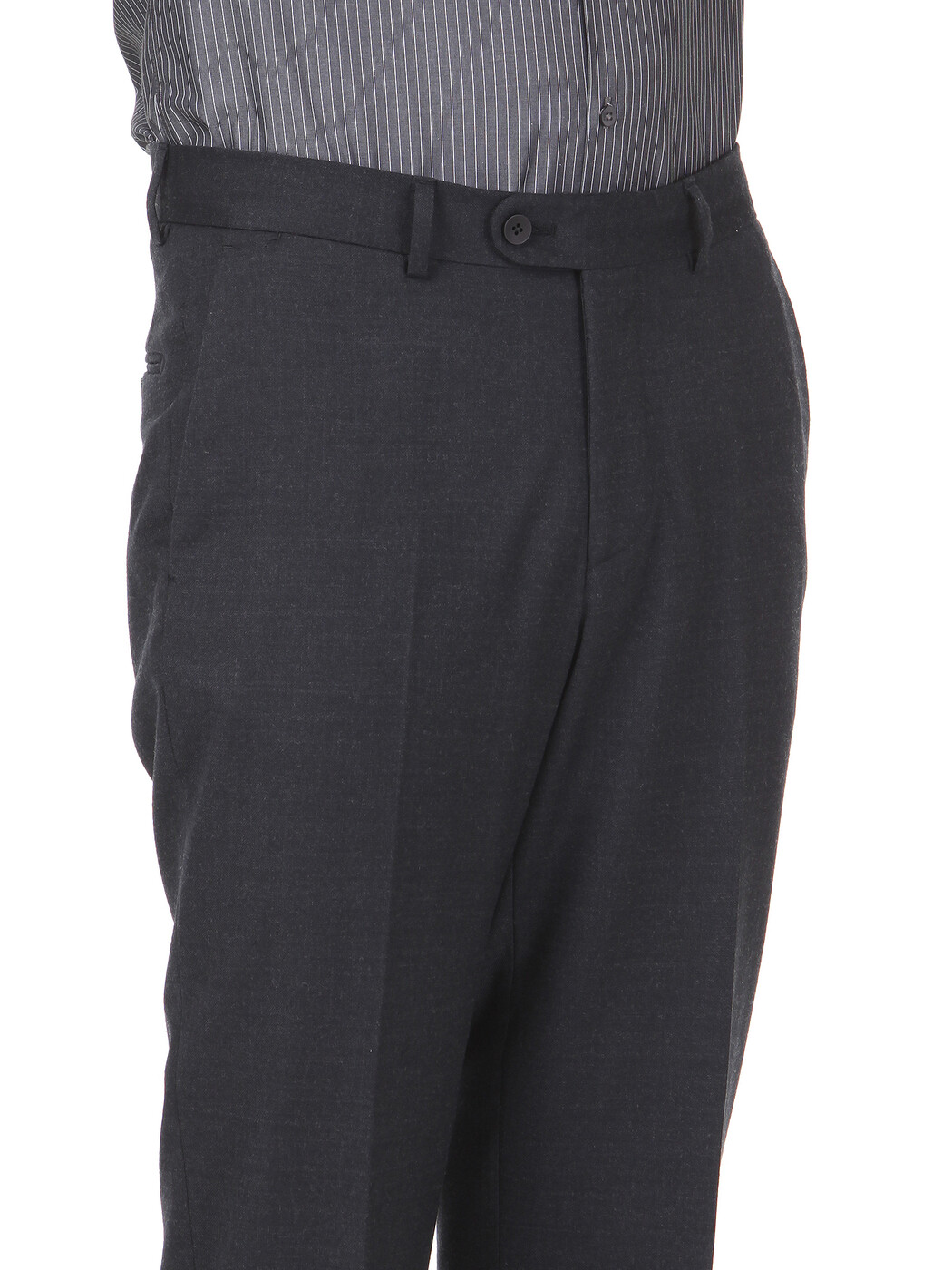 Antrasit Düz Dokuma Fitted Fit Klasik Yün Karışımlı Pantolon - 3