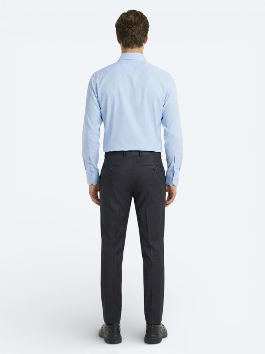 Antrasit Düz Dokuma Fitted Fit Klasik Yün Karışımlı Pantolon - 4