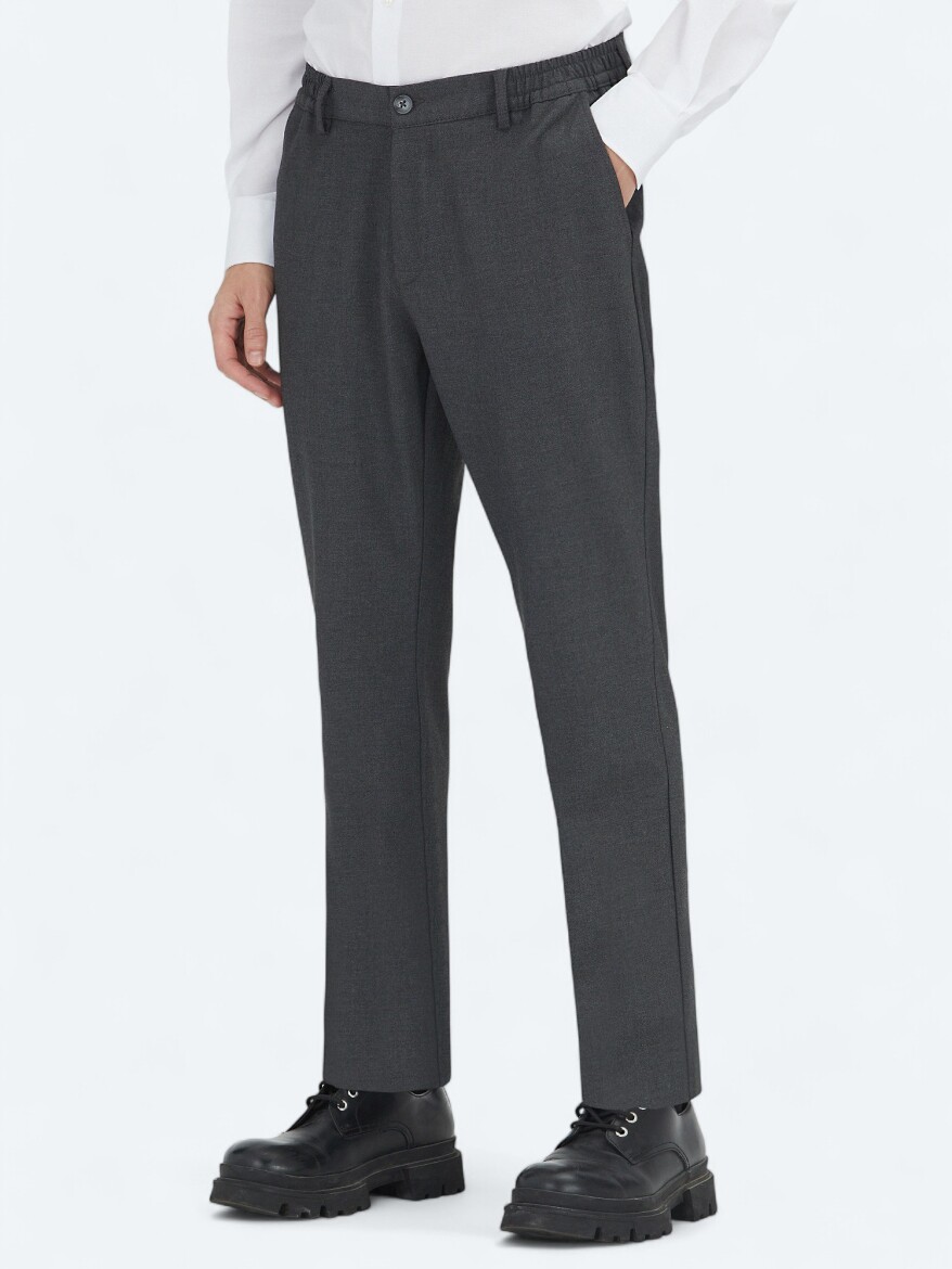 Antrasit Düz Dokuma Jogging Fit Casual Pantolon - 3