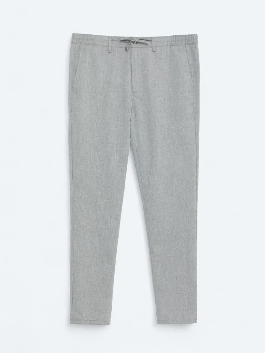 Antrasit Düz Dokuma Jogging Fit Casual Pantolon - 1