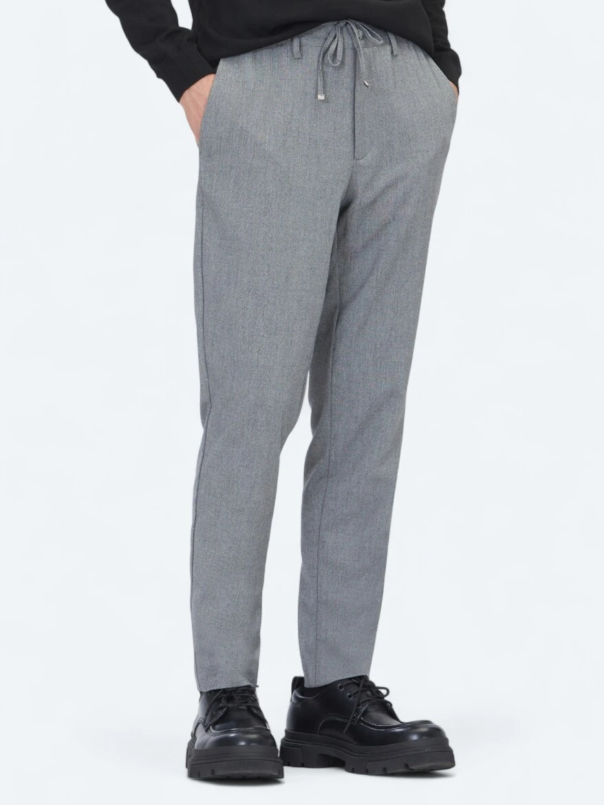 Antrasit Düz Dokuma Jogging Fit Casual Pantolon - KİP