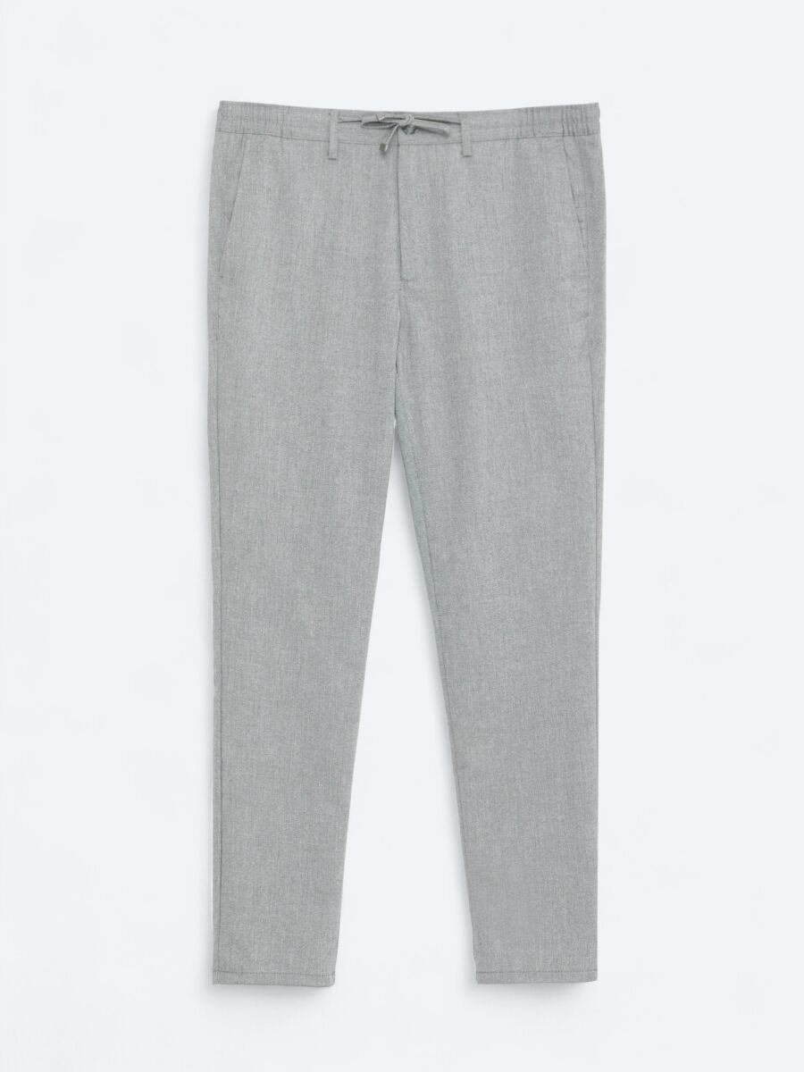 Antrasit Düz Dokuma Jogging Fit Casual Pantolon - 5