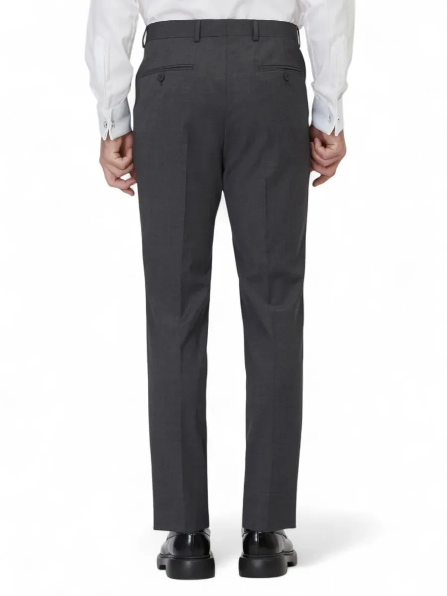 Antrasit Düz Dokuma Slim Fit Klasik Yün Karışımlı Pantolon - 4