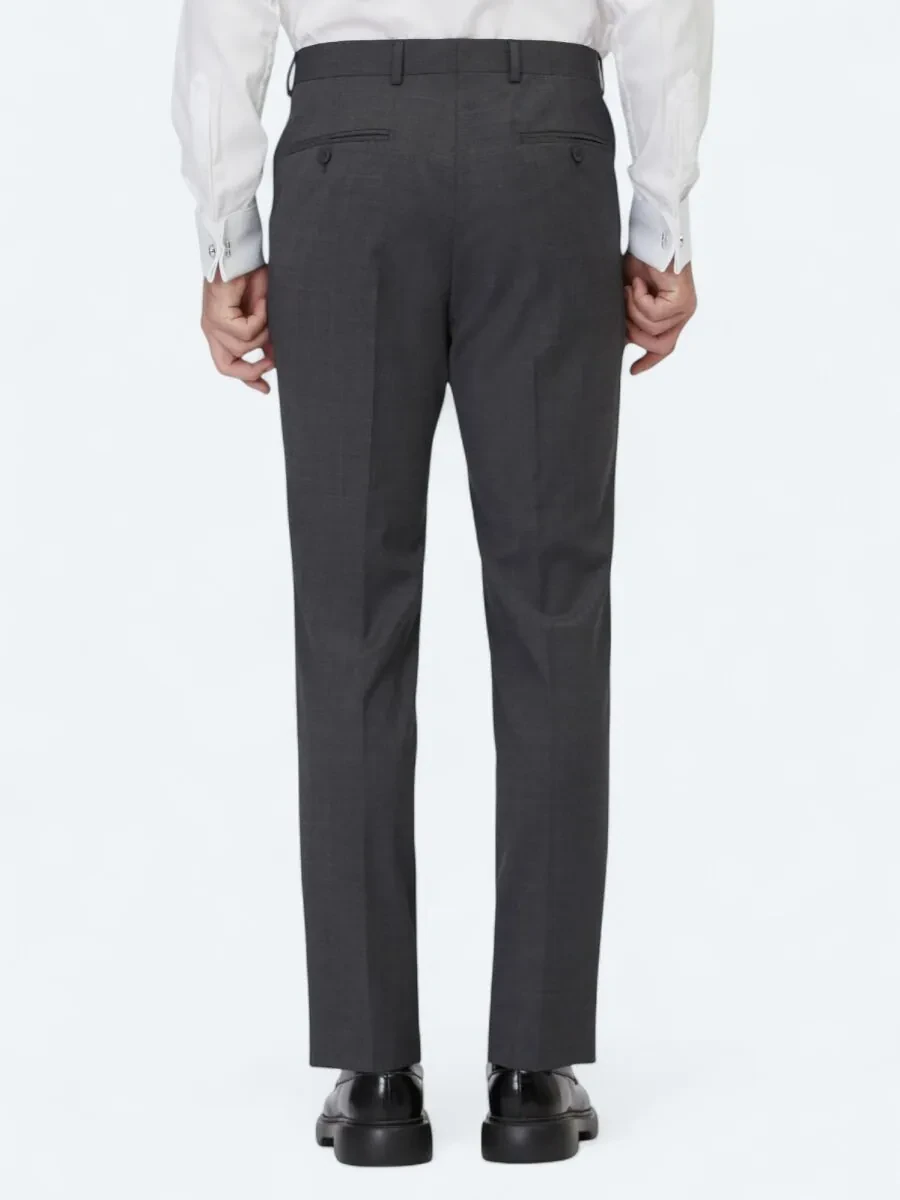 Antrasit Düz Dokuma Slim Fit Klasik Yün Karışımlı Pantolon - 4