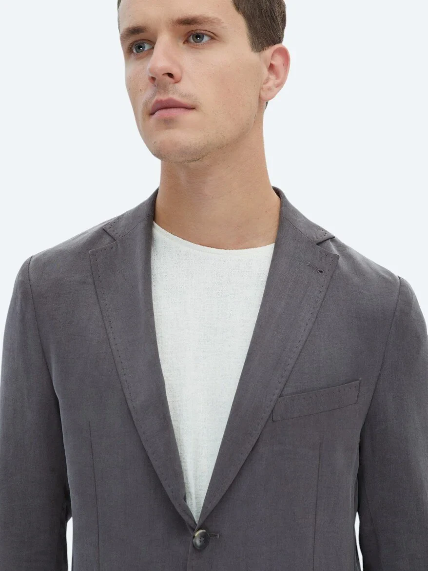 Antrasit Düz Modern Fit Ceket - 4