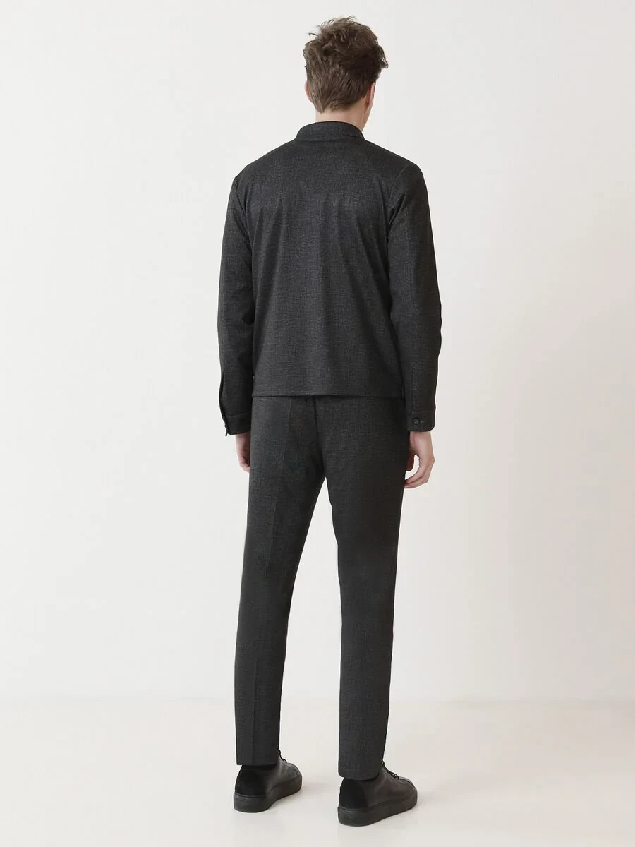 Antrasit Düz Modern Fit Örme Takım Elbise - 7