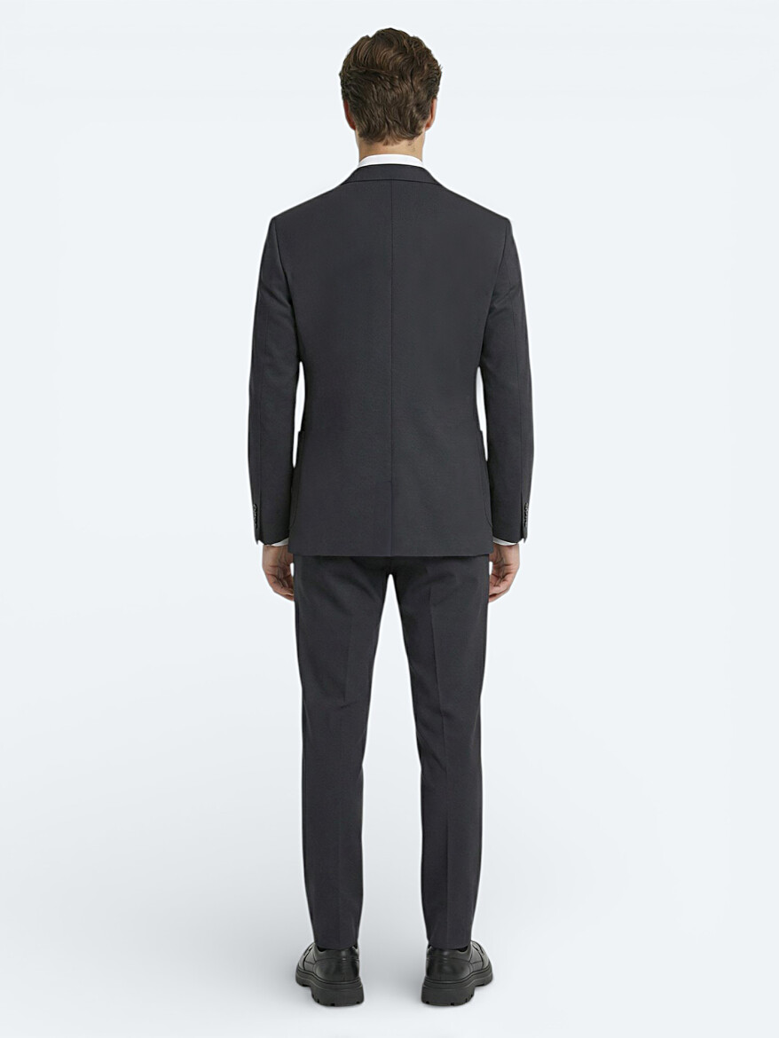 Antrasit Düz Modern Fit Örme Takım Elbise - 4