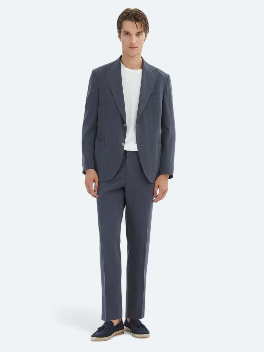 Antrasit Düz Modern Fit Takım Elbise - 2
