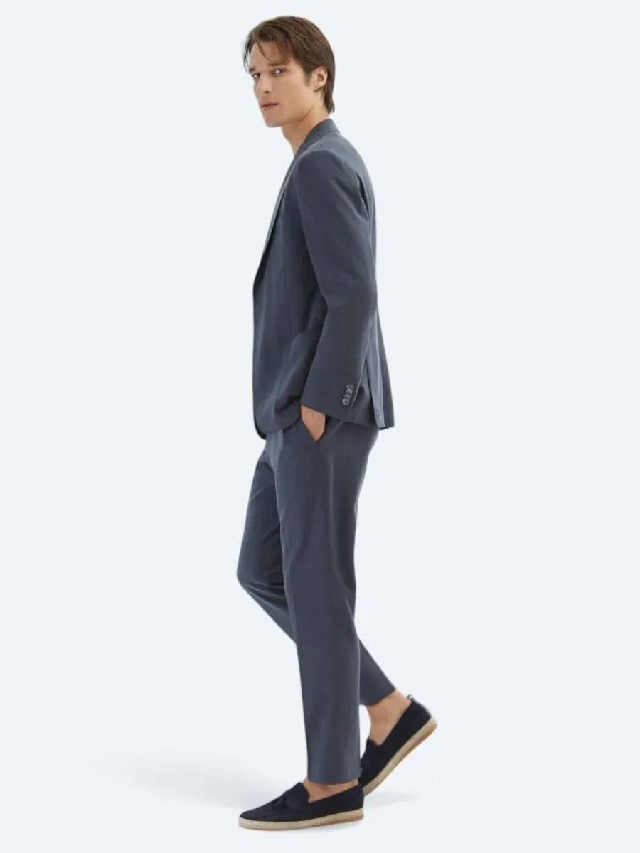 Antrasit Düz Modern Fit Takım Elbise - 3