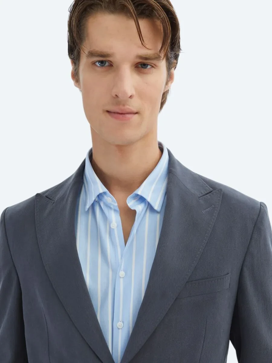 Antrasit Düz Modern Fit Takım Elbise - 5