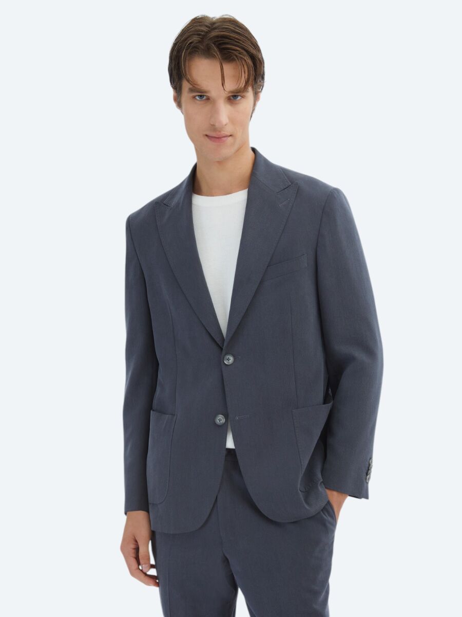 Antrasit Düz Modern Fit Takım Elbise - 1