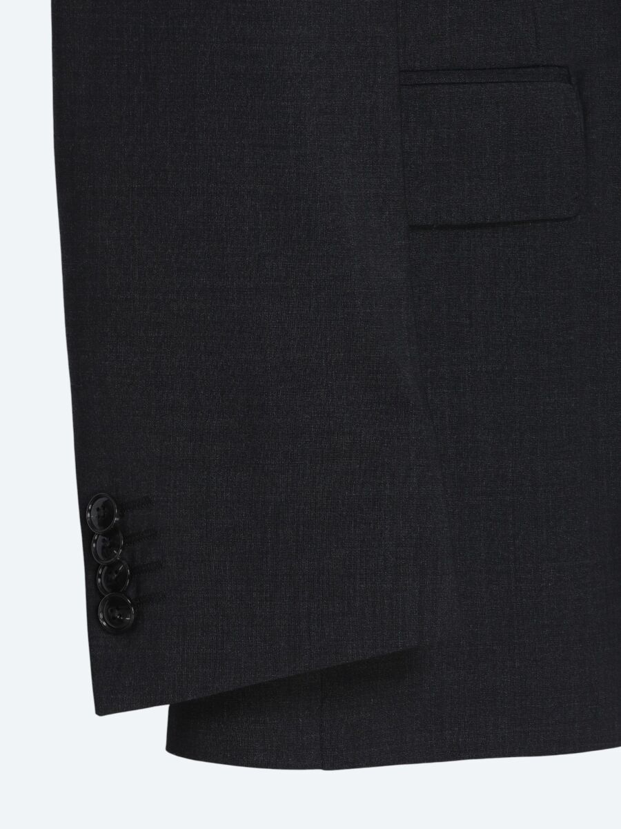 Antrasit Düz Modern Fit Yün Karışımlı Takım Elbise - 9