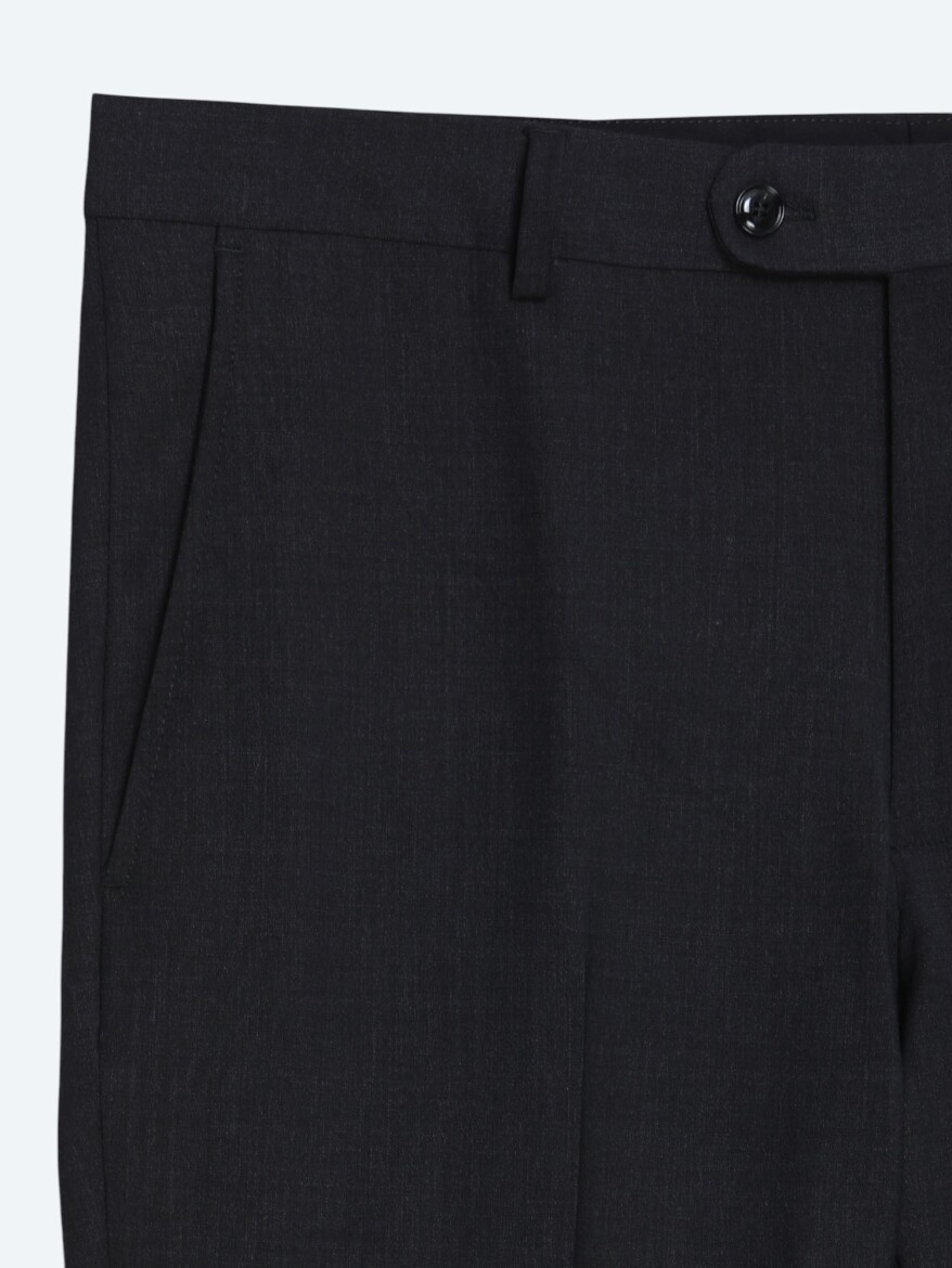 Antrasit Düz Modern Fit Yün Karışımlı Takım Elbise - 10