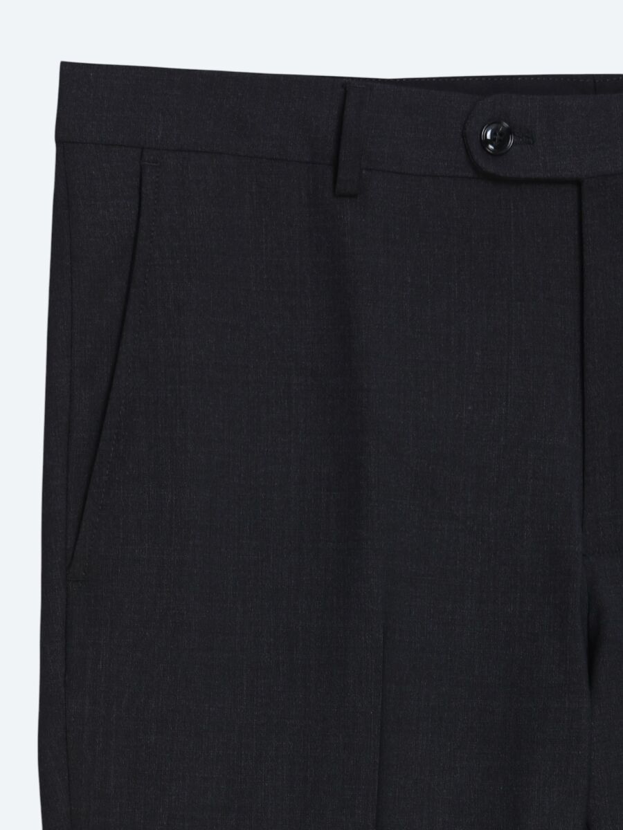 Antrasit Düz Modern Fit Yün Karışımlı Takım Elbise - 10