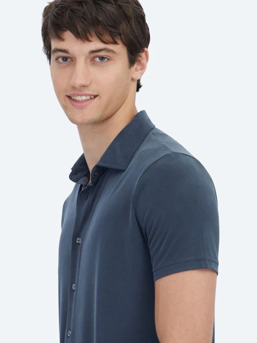 Antrasit Düz Regular Fit Casual Gömlek 