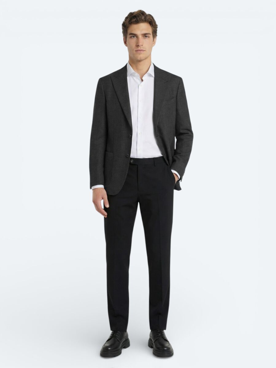 Antrasit Fitilli Modern Fit %100 Yün Ceket - 3