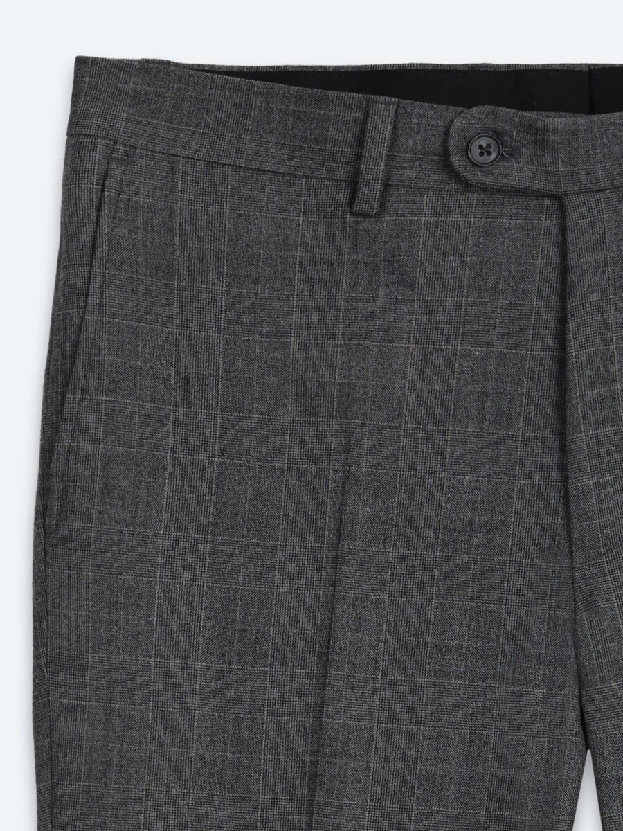 Antrasit Kareli Modern Fit Yün Karışımlı Takım Elbise - 10